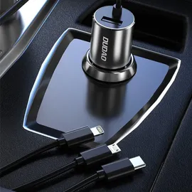 DUDAO R5Pro 3-in-1 USB KFZ-Ladegerät 3,4 A mit integriertem Kabel Schwarz