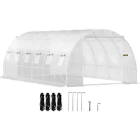 Vevor Foliengewächshaus Verzinkter Stahl Weiß PE 140 g/cm3 18,21 m2