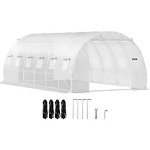 Vevor Foliengewächshaus Verzinkter Stahl Weiß PE 140 g/cm3 18,21 m2