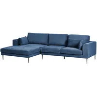Beliani 3-Sitzer Ecksofa Blau Rechtsseitig FLAM