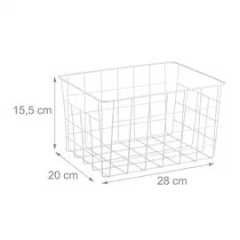 Relaxdays Drahtkorb 3er Set rechteckig 28 x 20 x 16 cm weiß
