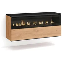 Skraut Home | Elektrokamin LED | Elektrische Kamine | 102x45x35cm | 1 Öffnung, 1 Tür | Elektrokamin. Maße | Hängend | Moderner Stil | Eiche Schwarz