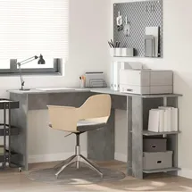vidaXL Eckschreibtisch Beton Grau