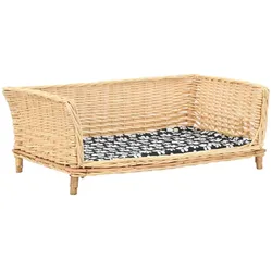 Hundekorb mit Kissen 90x54x35 cm Natur Weide