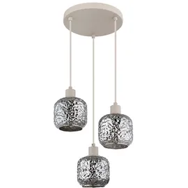GLOBO Beige 3-flg. 35 cm Rund Glas, Metall