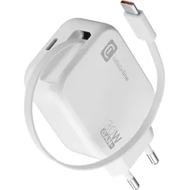 Cellular Line Cellularline 30W-Wandladegerät mit einziehbarem USB-C-Kabel, und USB-C-Anschluss