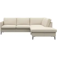 FLEXLUX Ecksofa »Fiore, L-Form«, schmale Armlehnen, Füße Alu/schwarz, B/T 234/225cm, Kaltschaum im Sitz weiß