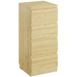 Erst-Holz Schmale Holzkommode aus Kiefer natur mit 4 Schubläden 90.50-22