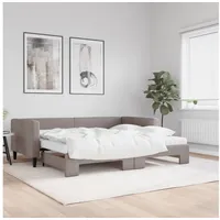 LuxusKollektion Schlafsofa Schlafsofa 2 Sitzer 90 x 200 mit Bettkasten & Matratze Taupe beige