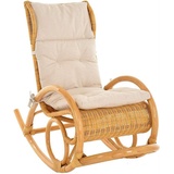 Krines Home Schaukelstuhl Luxor Schaukelstuhl Natur Rattan Schaukelsessel Relaxsessel, mit Polsterauflage beige