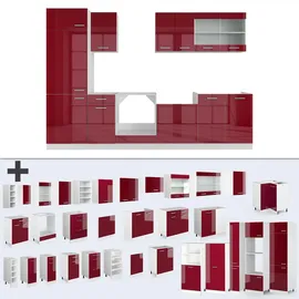 Vicco Küchenzeile R-Line 300 cm Rot Hochglanz/Weiß