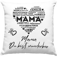 Druckerino Kissen mit Spruch - Mama du bist wunderbar Mama - Geburtstagsgeschenk - Geschenk Muttertag - Kissen Mama - Geschenk für Mama