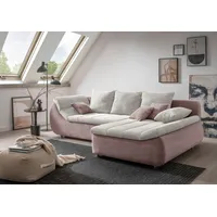 Ecksofa INOSIGN "Imola elegant und bequem, aktuelle Steppung im Sitz, L-Form", rosa (rosa, silber), B:270cm H:90cm T:170cm, Microfaser PRIMABELLE (100% Polyester) / Struktur (82% Polyester, 9% Viscose, 7% Baumwolle, 2% Nylon), Kunstleder SOFTLUX / Struktur (82% Polyester, 9% Viscose, 7% Baumwolle, 2% Nylon), Sofas, wahlweise mit Bettfunktion