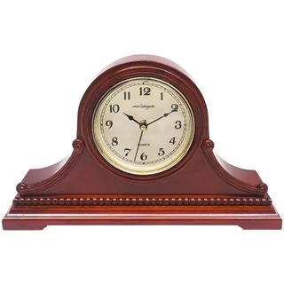vmarketingsite Kaminuhr, batteriebetrieben, leise Holz-Tischuhr mit Westminster-Glockenspiel, massives Holzregal, dekorative Kaminuhr, 22,9 x 40,6 x 7,6 cm (kastanienbraune, arabische Ziffern)