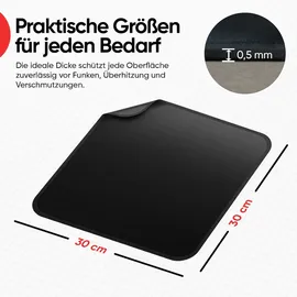 evocamp Brandschutzmatte 30 x 30 cm Glasfaser schwarz