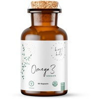 Omega 3 vegan [80 Kapseln] 100% plastikfrei verpackt | vegan omega 3 aus pflanzenbasiertem EPA und DHA | algenöl ohne fischigen Geschmack (Glas)
