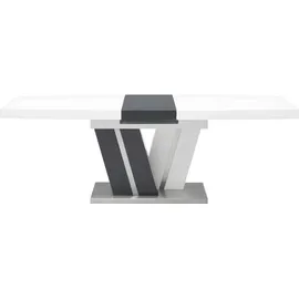 vente-unique Esstisch ausziehbar - 6 bis 8 Personen - MDF lackiert - Grau & Weiß - NOAMI II - Dunkelgrau