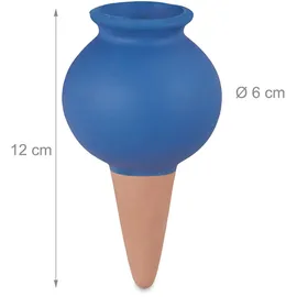 Relaxdays Tonspitzen Bewässerung 4er Set 12 x 6 x 6 cm blau