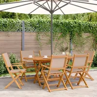 VidaXL 7-tlg. Garten-Essgruppe Stoff und Massivholz Taupe