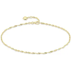 Fußkette BRUNO BANANI "Schmuck Geschenk Silber 925 Körperschmuck Singapurkette Herz", gold (gelbgoldfarben), Fußkettchen, Silber 925 (Sterlingsilber), Made in Germany