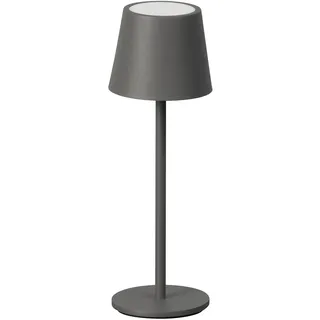 FH Lighting Akku LED-Tischlampe ROXI, outdoorgeeignet, H 27,5 cm - Grau Kunststoff - dimmbar