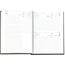 Buchkalender A5 1 Tag/Seite schwarz 2025