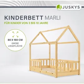 Juskys Kinderbett Marli 80 x 160 cm Kiefer massiv natur beige