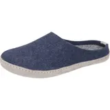 Manitu Herren Schuhe Hausschuhe Pantoffeln Filz 220001, Größe:47 EU, Farbe:Blau - Blau - 47