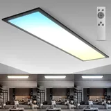 B.K.Licht LED Panel, flach 100x25cm Deckenleuchte, 24W dimmbar Büro Schwarz