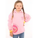 Zwilling Hoodie ""Always Happy" Kids", Mädchen, Gr. 134/140, pink, Sweatware, Obermaterial: 50% Baumwolle, 50% Polyester, modisch, regular fit hüftbedeckend, ohne Ausschnitt, Langarm angesetztes Bündchen, Sweatshirts, mit großem Smiley und neonfarbenen Details