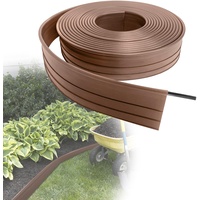 JOIEYOU Rasenkante DIY Beetumrandungen Kunststoff Beetumrandung Gartenpalisade mit Abgerundete Kanten für Flexible Dekoration Gartenzaun Gemüsegarten Rasen Getrennte (15m, Braun)