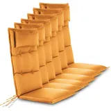 Aspero Hochlehnerauflage 6 Hochlehner Stuhlauflagen Sitzpolster, (Set), Wasserdicht grau|orange