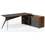 xl moebel gmbh Schreibtisch mit Schrank Braun / Grau