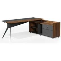 xl moebel gmbh Schreibtisch mit Schrank Braun / Grau