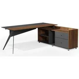 xl moebel gmbh Schreibtisch mit Schrank Braun / Grau