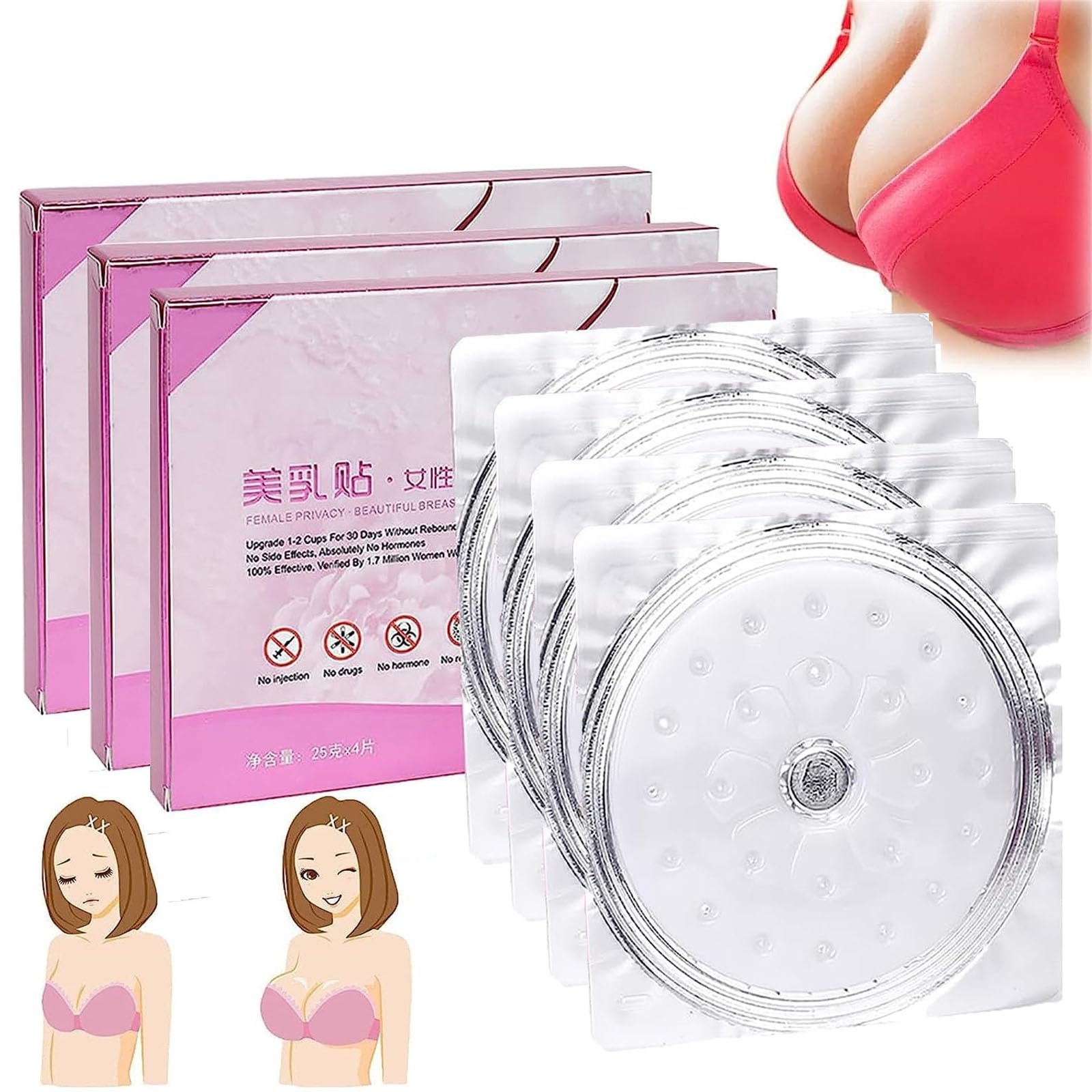 3Boxes Breast Enhancement Upright Lifter Enlarger Patch, Enlargement Collagen Patch, Breast Enhancement Mask,Promote Lifting Firming and Ing Bust