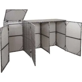 Mendler 3er-Mülltonnenverkleidung HWC-E25, Mülltonnenbox Mülltonnenabdeckung, Poly-Rattan 3x120l ~ grau