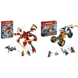 LEGO NINJAGO Kais Ninja-Kletter-Mech Set, Ninja-Spielzeug & NINJAGO Arins Ninja-Geländebuggy, Ninja-Spielzeug mit Auto