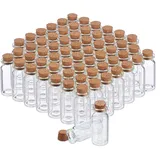 Relaxdays Mini Glasfläschchen mit Korken 10 ml 60 St.