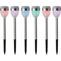 Lumineo Solarleuchte Edelstahl 24,5 cm 6er Set bunt