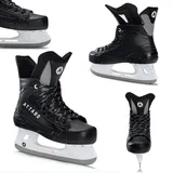 ATTABO Hockey Schlittschuhe Herren in Schwarz Größe 45 EU Eishockey Schlittschuhe mit Schnürung Eislaufschuhe Herren mit Edelstahlklinge Ice Skates Für Anfänger bis 100 kgKomfortabel und Warm
