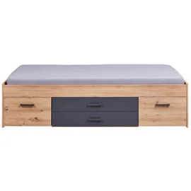 Inter Link SAS Stauraumbett Liora 90 x 200 cm Eiche grau