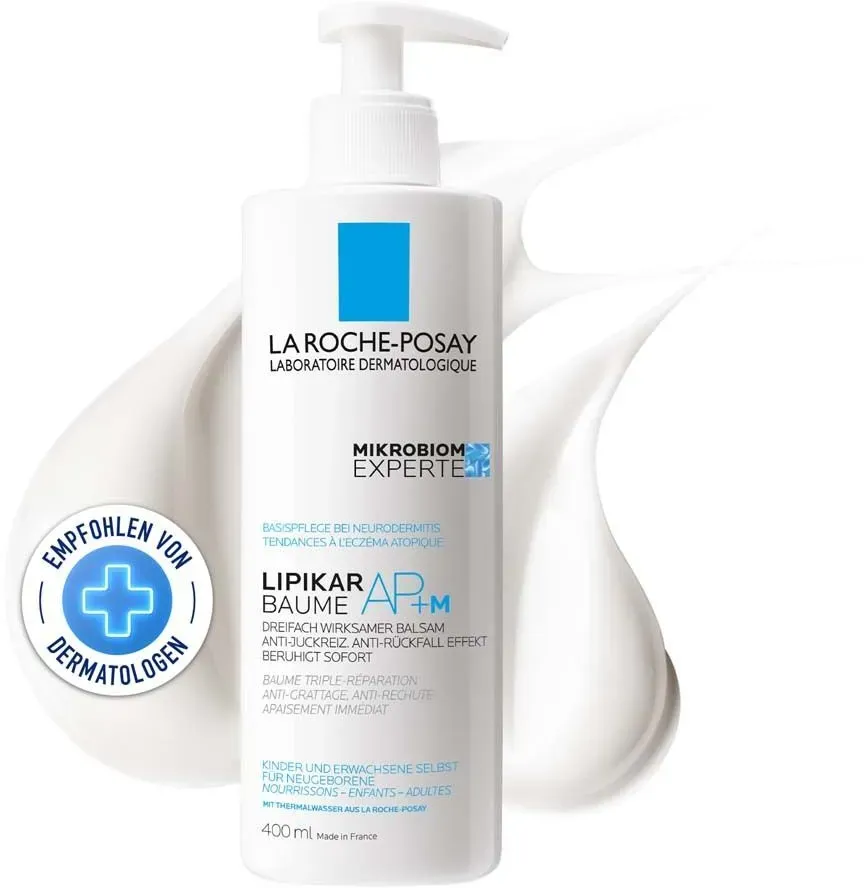 La Roche Posay Lipikar Baume Ap+M: Beruhigende Bodylotion für trockene und zu Neurodermitis neigende Haut, die das Mikrobiom stärkt und Juckreiz mildert