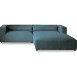 best mobilier Lisa Design Ela– Ecksofa rechts, Cordsamt, 4-sitzer moderner Stil - Entenblau