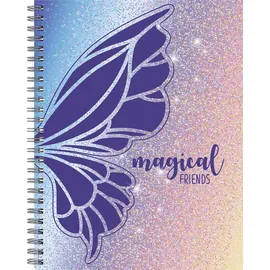 Brunnen Freundebuch Magic Butterfly ca. DIN A5 liniert, lila/roa Hardcover 80 Seiten, 1 St.