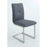 Freischwinger K+W KOMFORT & WOHNEN "6511", blau (blau, edelstahloptik), B:46cm H:90cm T:62cm, Stühle, Freischwinger, Freischwinger mit Hochkantrohr und praktischem Metallgriff am Rücken