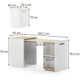 Vicco Schreibtisch Adam Greige/Artisan-Eiche