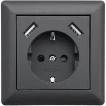 LEDmaxx USB-Steckdose 1-fach Unterputz 2 St. Anthrazit