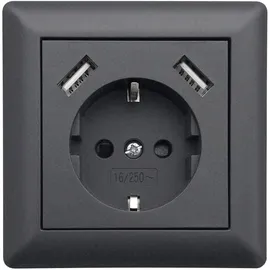 LEDmaxx USB-Steckdose 1-fach Unterputz 2 St. Anthrazit
