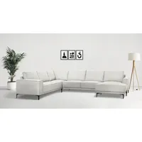 Wohnlandschaft OTTO HOME "OLAND U-Form, XXL, B: 342 cm, Skandi-Design", braun (latte), B:342cm H:85cm T:260cm, 100% Polyester, Sofas, Wohnlandschaft, U-Form, 342 cm, Wellenunterfederung, Skandi-Design, Metallfüße
